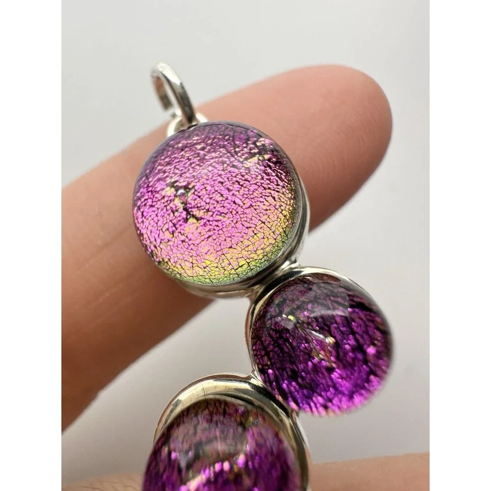 Handmade Dichroic Art Glass Pendant Purple Pink